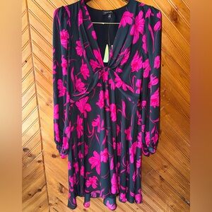 fuchsia and black floral Banana Republic  dress NWT sz 12